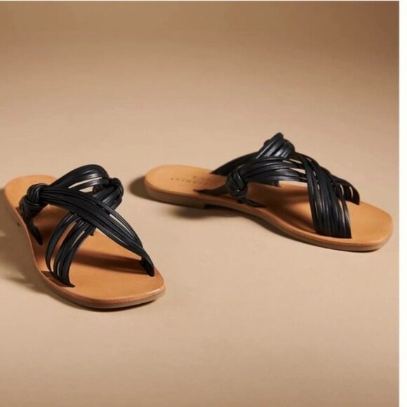 Anthropologie Matisse Mystic Black Strappy Sandals - 8 - Picture 1 of 7